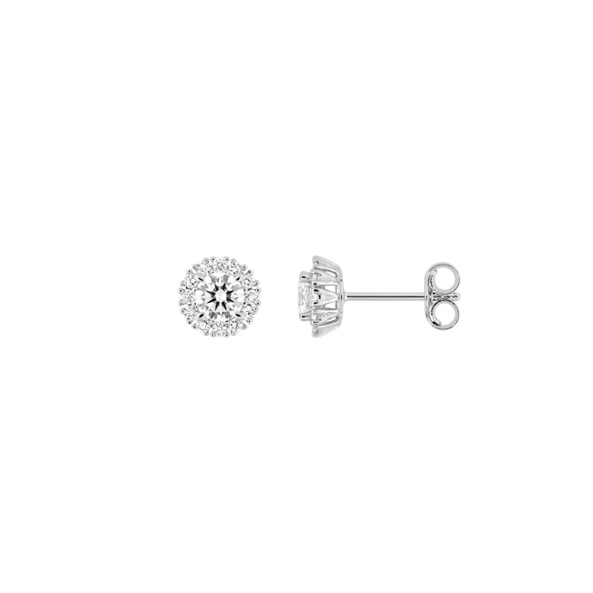 Clous d'oreilles halo or gris 375/9 ct avec diamants de laboratoire 0.57 ct - 9KLGD057W
