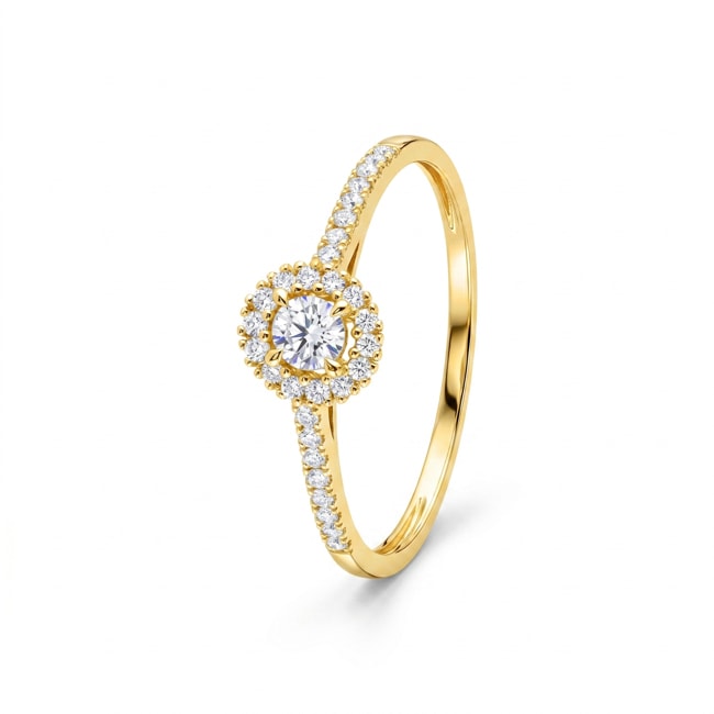 Halo Ring 375/9 K Gelbgold mit Lab Grown Diamanten 0.22 ct - 9KLGD030Y