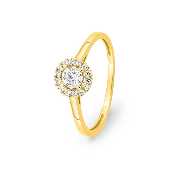 Bague halo or jaune 375/9 ct avec diamants de laboratoire 0.28 ct - 9KLGD034Y