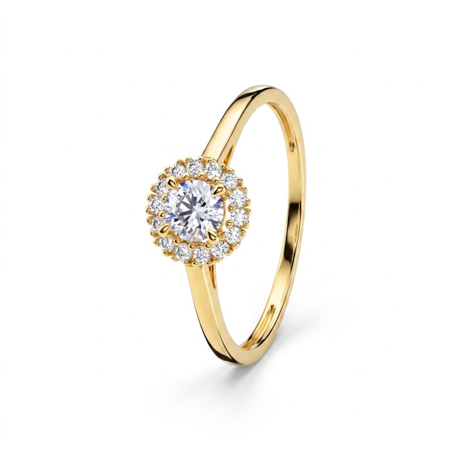 Halo Ring 375/9 K Gelbgold mit Lab Grown Diamanten 0.35 ct - 9KLGD035Y