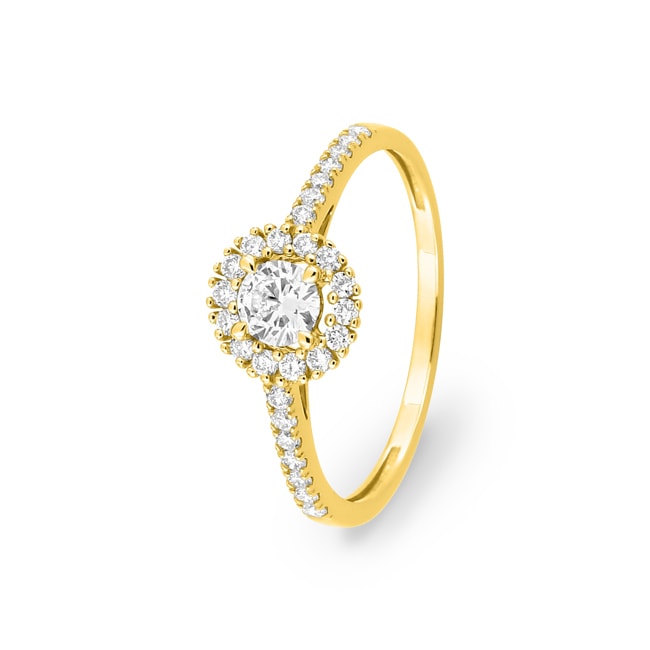 Bague halo or jaune 375/9 ct avec diamants de laboratoire 0.40 ct - 9KLGD031Y