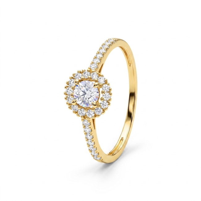 Halo Ring 375/9 K Gelbgold mit Lab Grown Diamanten 0.40 ct - 9KLGD031Y