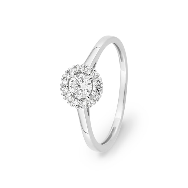 Bague halo or gris 375/9 ct avec diamants de laboratoire 0.28 ct - 9KLGD034W