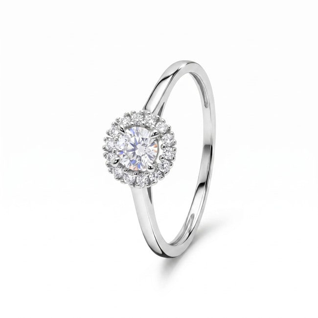 Halo Ring 375/9 K Weissgold mit Lab Grown Diamanten 0.35 ct - 9KLGD035W