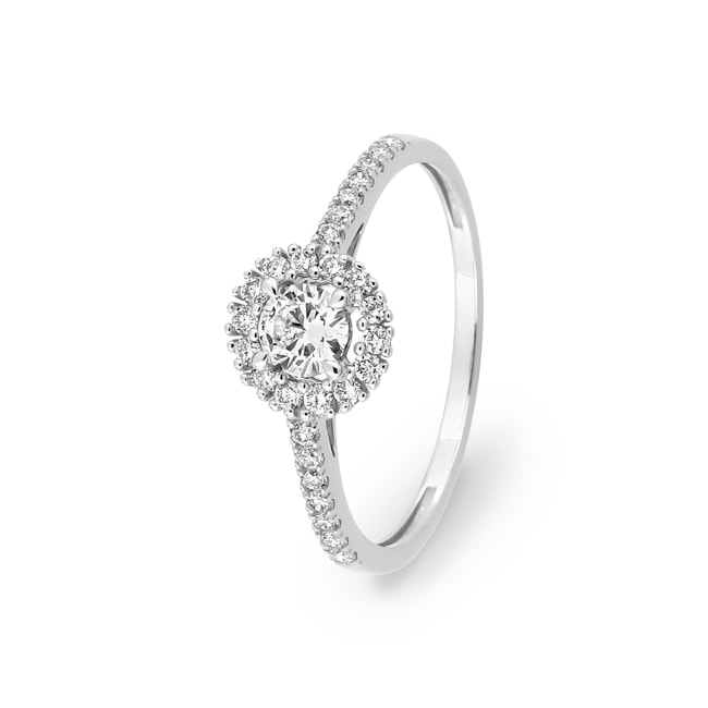 Bague halo or gris 375/9 ct avec diamants de laboratoire 0.40 ct - 9KLGD031W