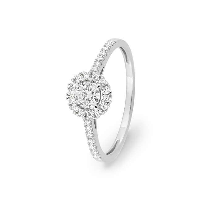 Bague halo or gris 375/9 ct avec diamants de laboratoire 0.45 ct - 9KLGD032W