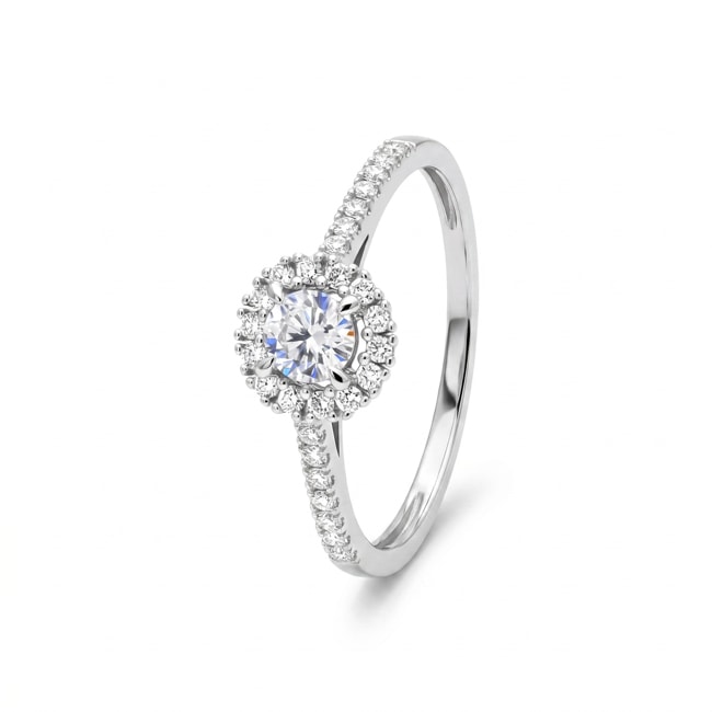 Halo Ring 375/9 K Weissgold mit Lab Grown Diamanten 0.45 ct - 9KLGD032W