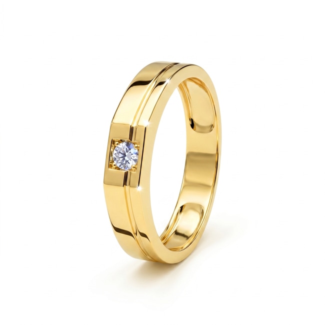 Herrenring 375/9 K Gelbgold mit Lab Grown Diamant 0.10 ct - 9KLGD064Y