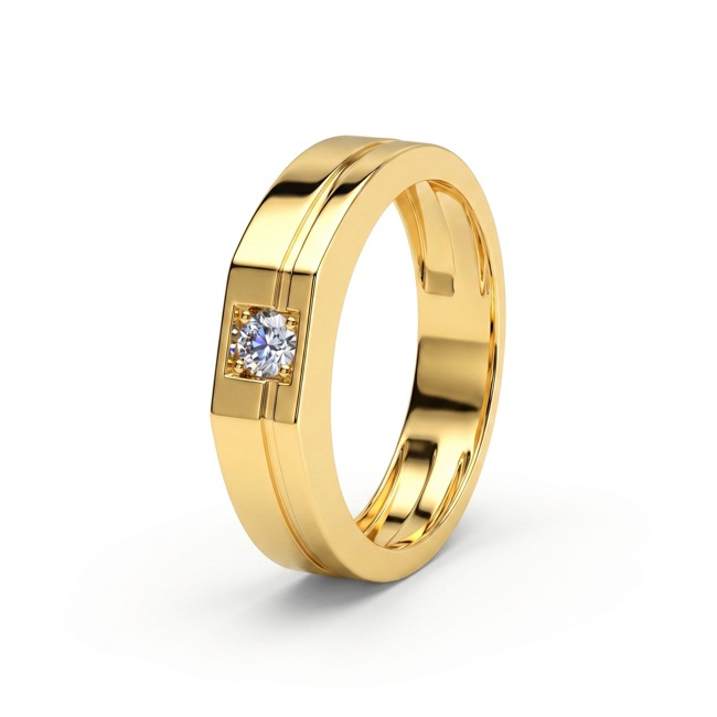 Herrenring 375/9 K Gelbgold mit Lab Grown Diamant 0.15 ct - 9KLGD065Y