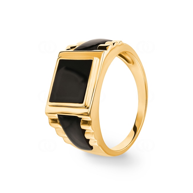 Men's Ring 750/18 K Yellow Gold with Onyx - PR11981-15-GG