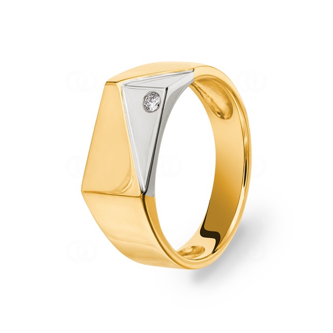 Bague pour hommes or bicolore 750/18 ct avec zircone Ø 64 - PR9077-1-64