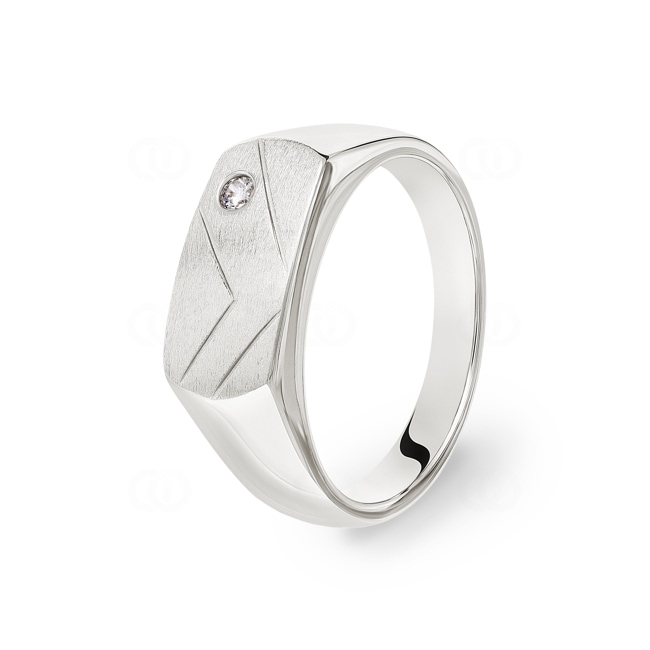Bague pour hommes Argent 925 rhodié avec zircone 2.5mm - 337283.1