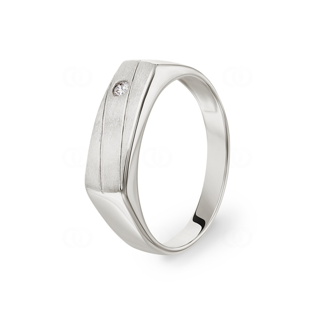 Bague pour hommes Argent 925 rhodié avec zircone 2mm - 337282.1