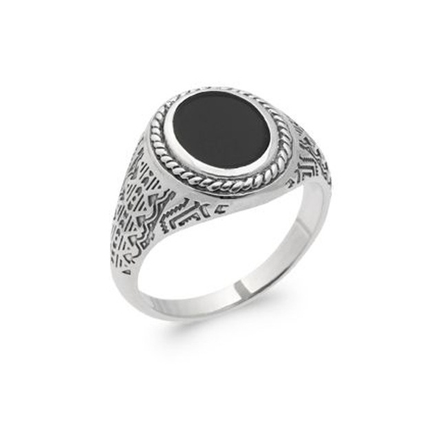 Herrenring Quantum 925 Silber mit schwarzem Achat - RI-1908107-925