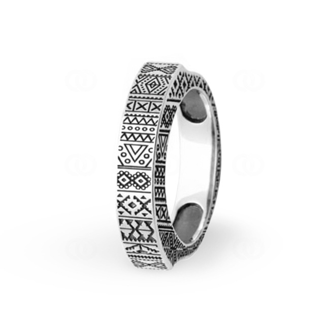 Bague pour hommes Quantum Argent 925 avec motif tribal - RI-1915100-925