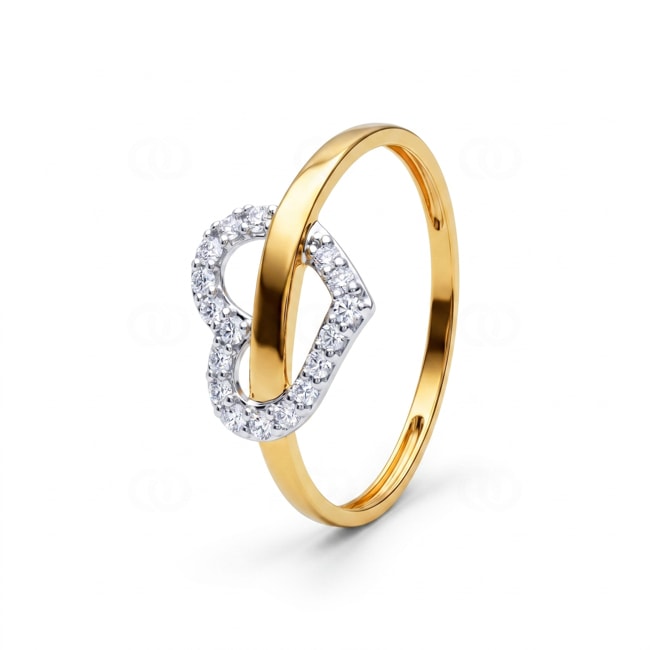 Herz Ring 375/9 K Gelbgold bicolor mit Zirkonia - 9KID022BZ