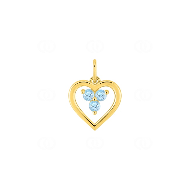 Herzanhänger 375/9 K Gelbgold mit Blautopasen - 397608.T0