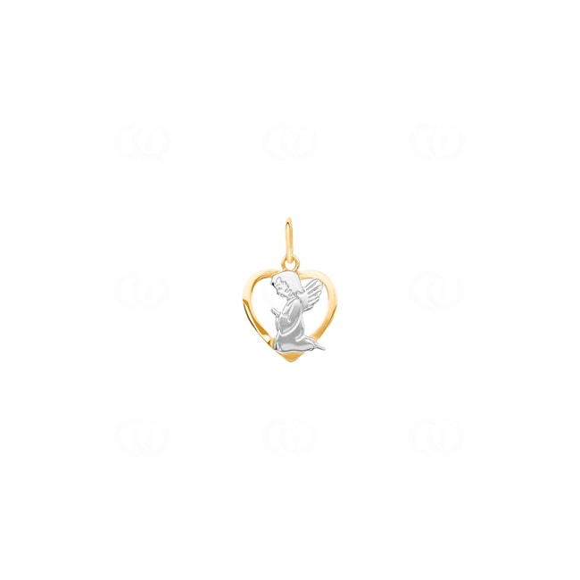 Heart Pendant 750/18 K Yellow and White Gold, Guardian Angel Heart Pendant 750/18 K Yellow and White Gold, Guardian Angel - 640432