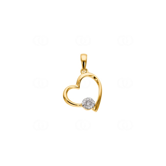 Pendetif cœur or jaune 750/18 ct avec diamants 0.05 ct H/si - AN-46440-GG