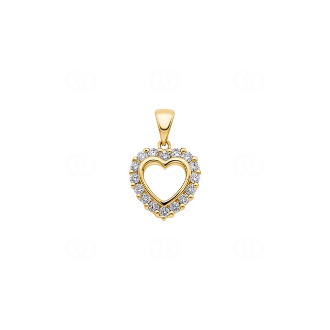 Heart Pendant 750/18 K Yellow Gold with Diamonds 0.31 ct H/si - AN-23169-GG