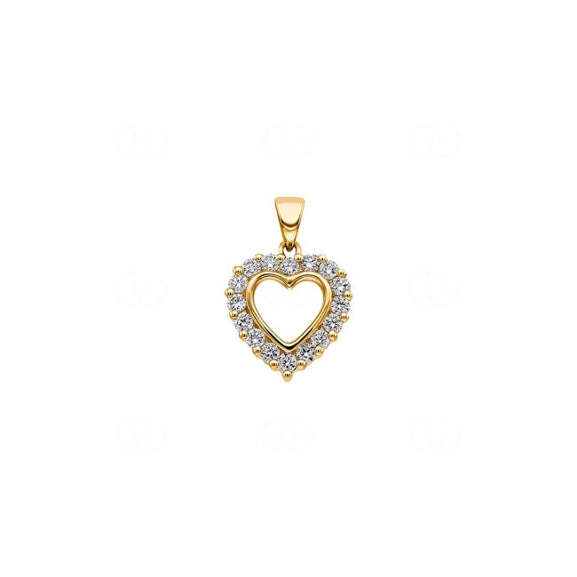 Heart Pendant 750/18 K Yellow Gold with Diamonds 0.41 ct H/si - AN-23170-GG