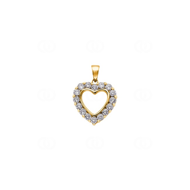 Heart Pendant 750/18 K Yellow Gold with Diamonds 0.75 ct H/si - AN-23172-GG