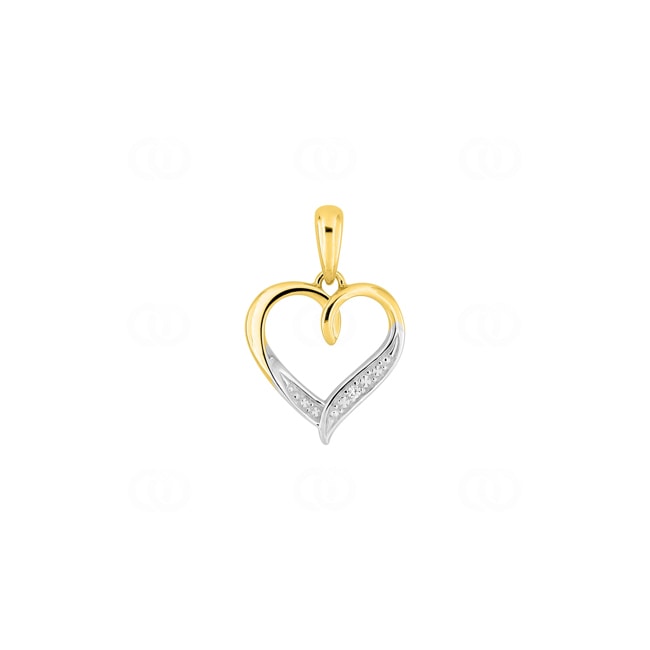 Heart Pendant 750/18 K Yellow Gold rhodium-plated with Cubic Zirconia - 3.7617.Z3