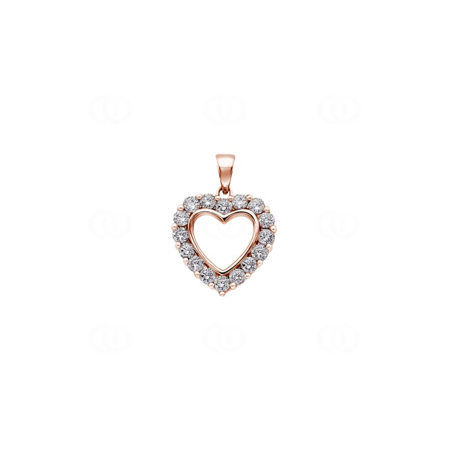 Heart Pendant 750/18 K Rose Gold with Diamonds 0.75 ct H/si - AN-23172-RG
