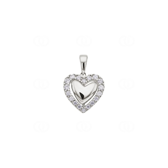 Pendentif cœur or gris 750/18 ct 13 x 13mm avec zircones - AN061W