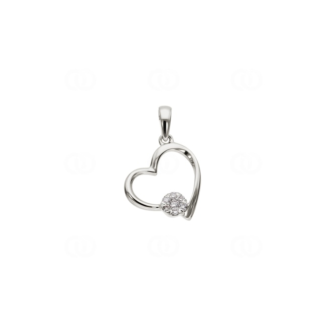 Pendetif cœur or gris 750/18 ct avec diamants 0.05 ct H/si - AN-46440-WG