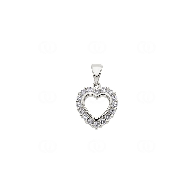 Heart Pendant 750/18 K White Gold with Diamonds 0.31 ct H/si - AN-23169-WG