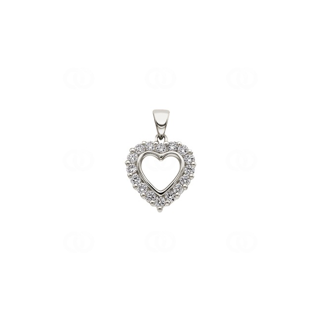 Heart Pendant 750/18 K White Gold with Diamonds 0.41 ct H/si - AN-23170-WG