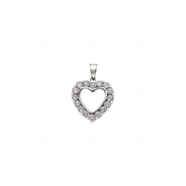 Heart Pendant 750/18 K White Gold with Diamonds 0.75 ct H/si - AN-23172-WG