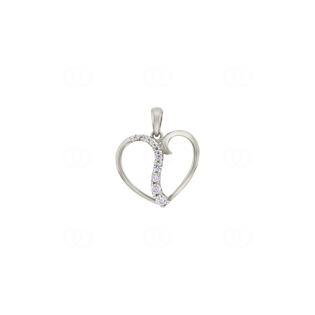 Pendentif cœur or gris 750/18 ct avec zircones - PP3893-1-WG