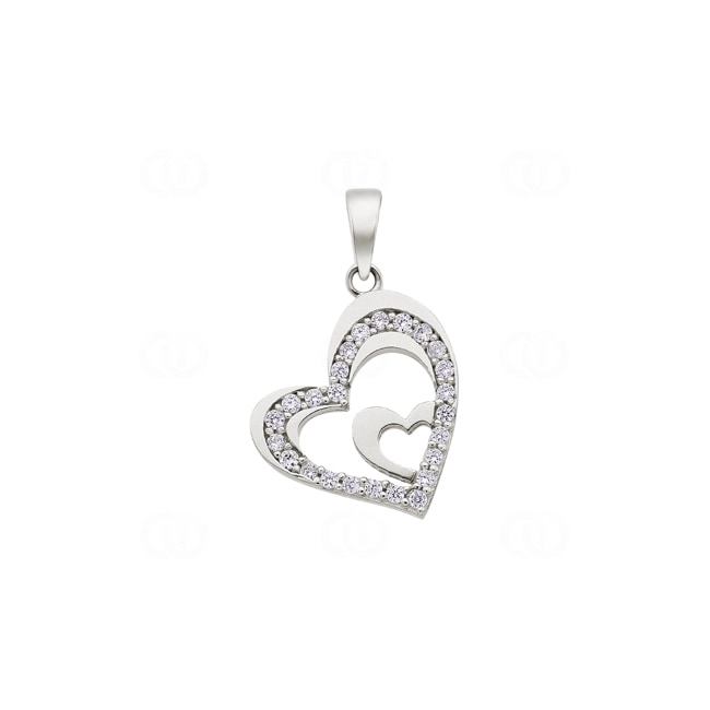 Herzanhänger 750/18 K Weissgold mit Zirkonia - PP002-03