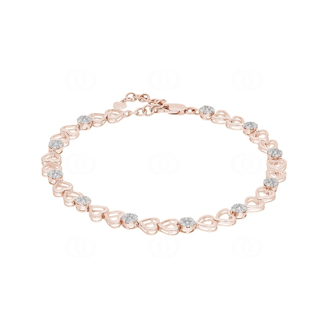 Herzarmband 750/18 K Roségold mit Diamanten 0.59 ct H/si - AR-46501-RG