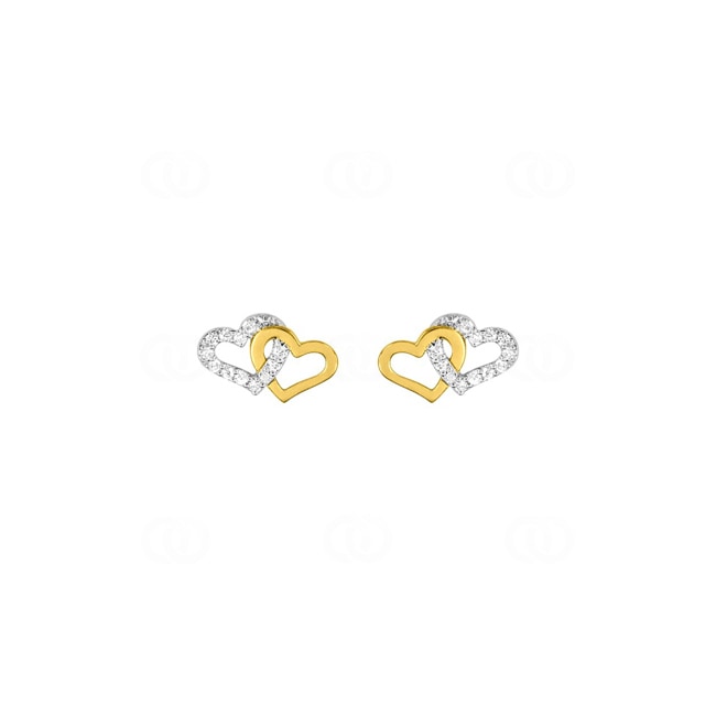 Herzohrstecker 375/9 K Gelbgold mit Rhodium & Zirkonia - 2IG33BZ