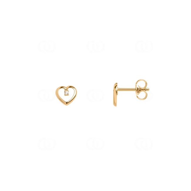 Herzohrstecker 375/9 K Gelbgold mit Zirkonia - 293006.Z0