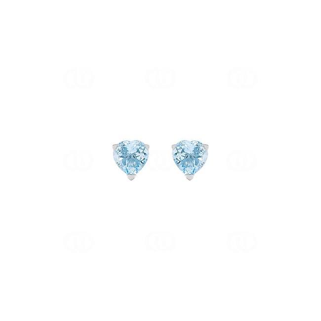 Herzohrstecker 375/9 K Weissgold mit Blautopasen - 29FA62GT