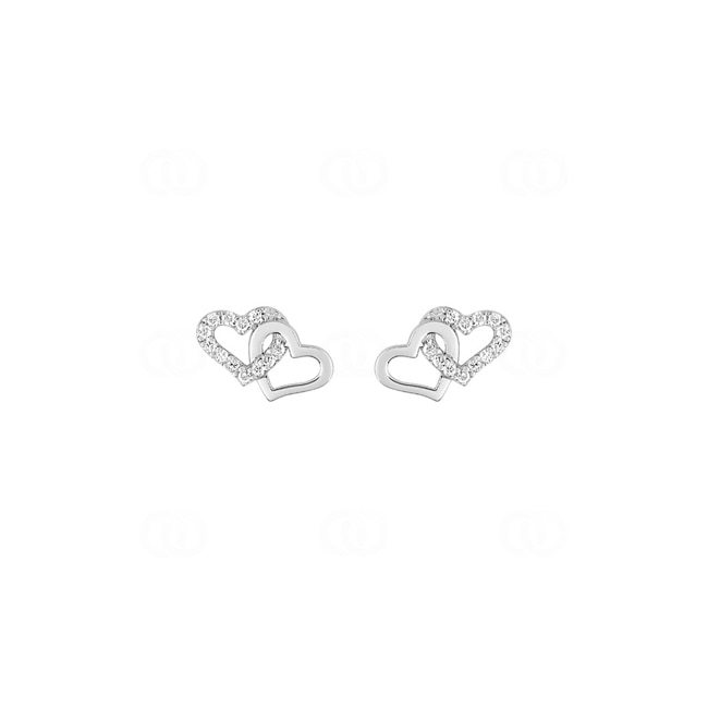 Herzohrstecker 375/9 K Weissgold mit Zirkonia - 2IG33GZ