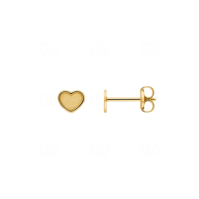 Heart Stud Earrings 750/18 K Yellow Gold - 191853.6
