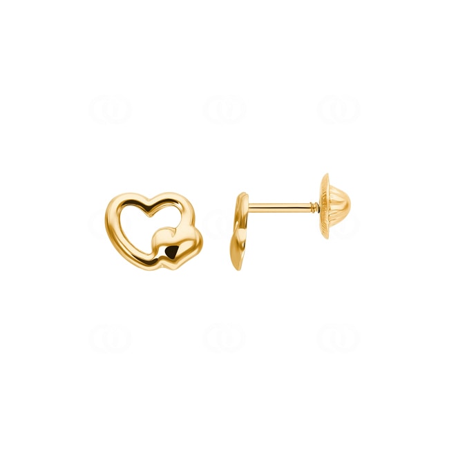 Clous d'oreilles cœur or jaune 750/18 ct - 8000V