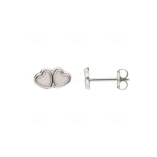 Clous d'oreilles or gris 750/18 ct avec nacre, Cœur - 148661.6WG