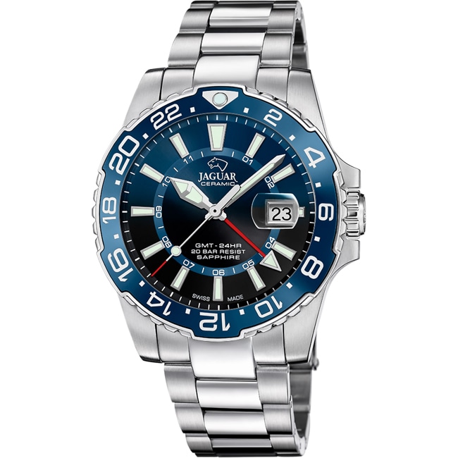Jaguar Ceramic GMT Executive Date Silbrig / Blau - J1011/2