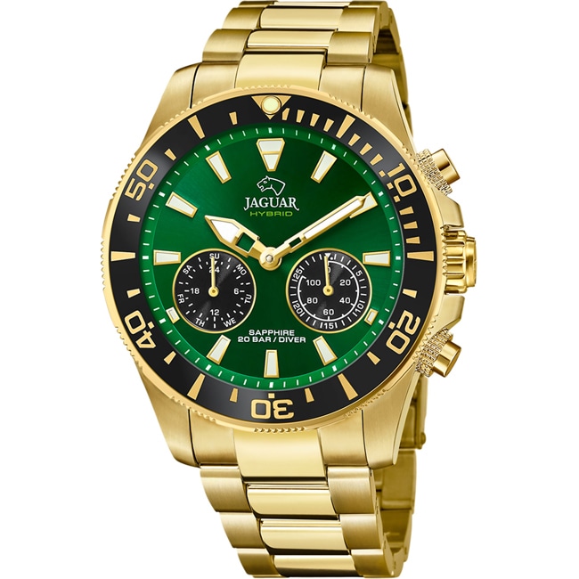 Jaguar Connected Men Diver Chronograph Hybridwatch Doré / Vert - J899/1