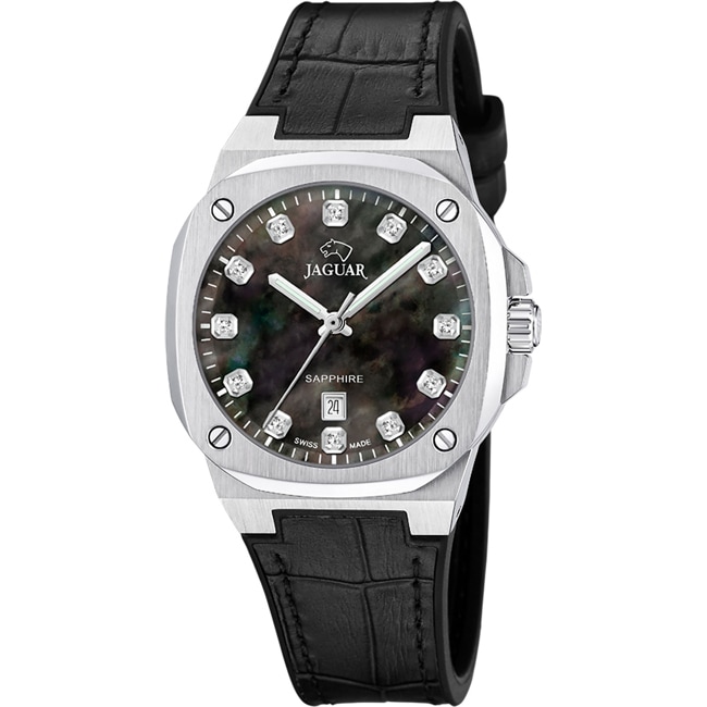 Jaguar Rondcarre Date Argenté / Noir - J1032/8