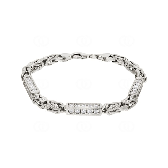 Bracelet chaîne royale carrée argent 925 avec zircones 6.0mm - AR-925-30329