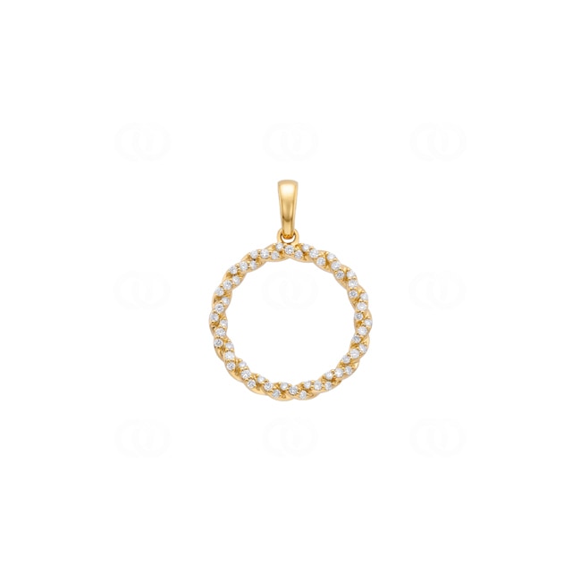 Twisted Rope Pendant 750/18 K Yellow Gold with Diamonds 0.23 ct - AN-73821-GG