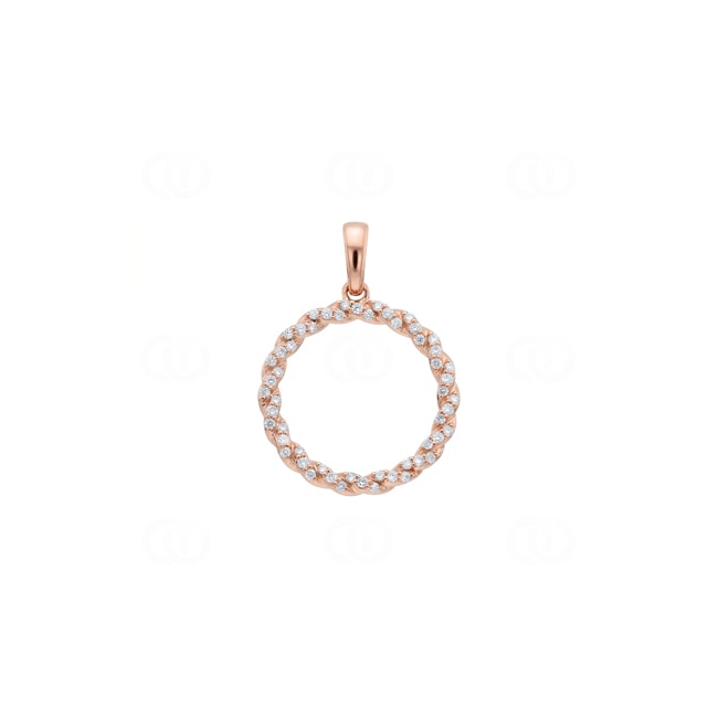 Twisted Rope Pendant 750/18 K Rose Gold with Diamonds 0.23 ct - AN-73821-RG