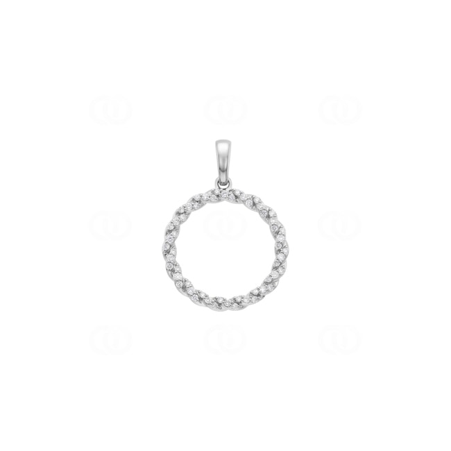 Twisted Rope Pendant 750/18 K White Gold with Diamonds 0.23 ct - AN-73821-WG
